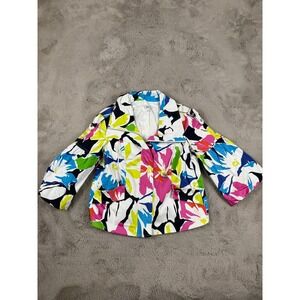 Vintage Cache Floral Print Jacket Colorful‎ 3/4 Sleeve Button Front S Y2K Retro